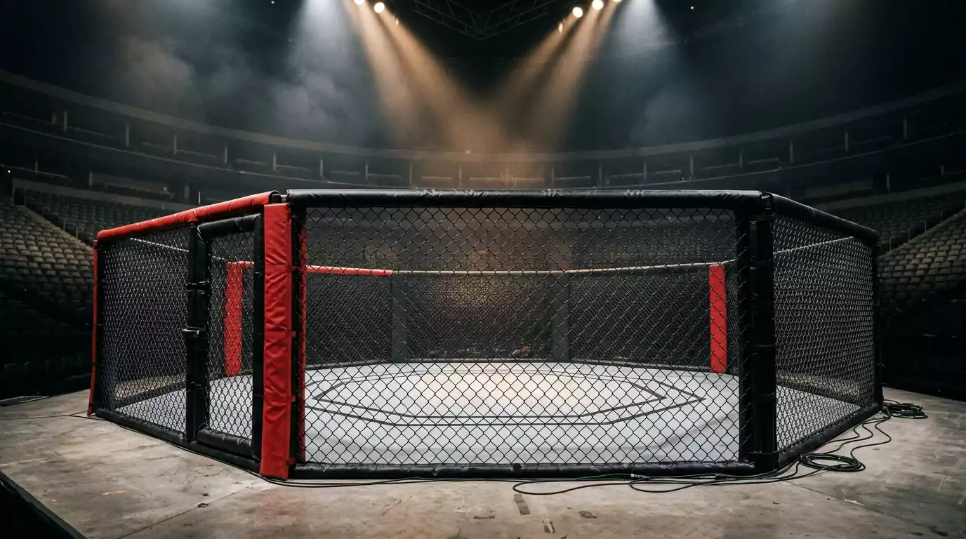 UFC octagon with betting odds overlay for a UK audience