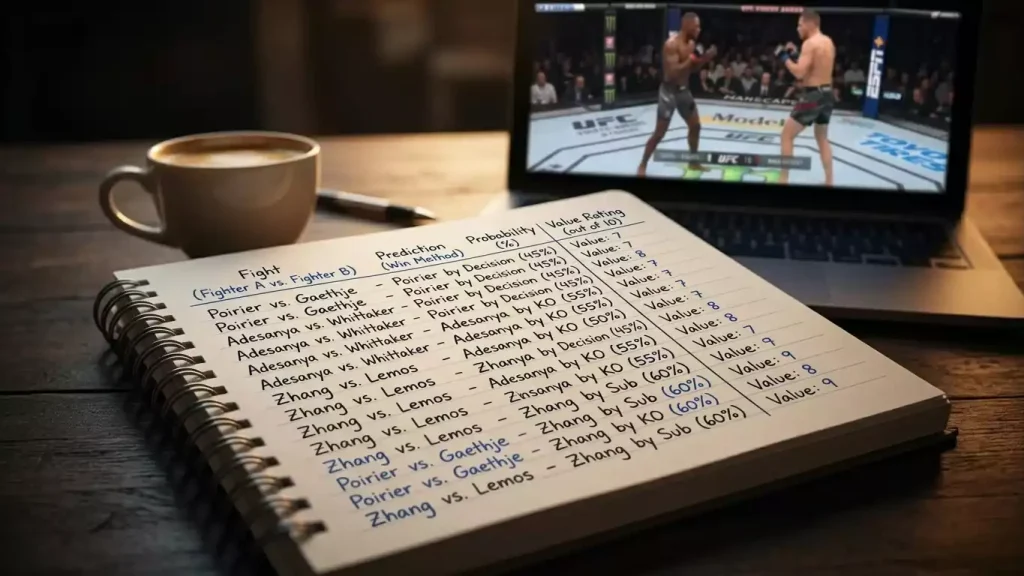 UFC betting strategy framework with value hunting and live betting data visualisation