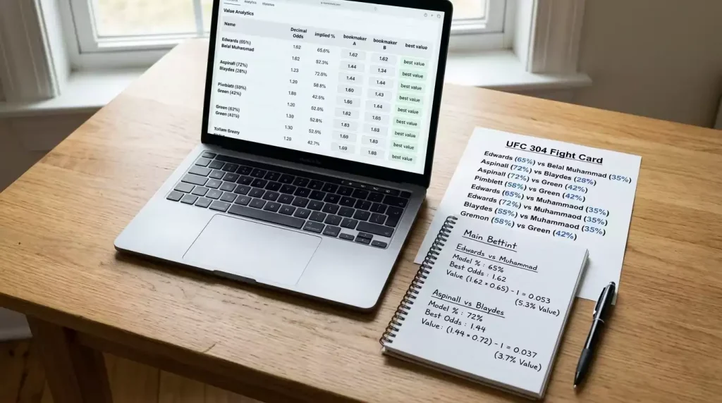 UFC value betting strategy showing how to find mispriced odds and bet with an edge